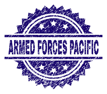 ARMED FORCES PACIFIC stamp seal watermark with distress style. Blue vector rubber print of ARMED FORCES PACIFIC title with dust texture.のイラスト素材