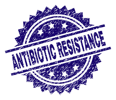 ANTIBIOTIC RESISTANCE stamp seal watermark with distress style. Blue vector rubber print of ANTIBIOTIC RESISTANCE label with dust texture.のイラスト素材
