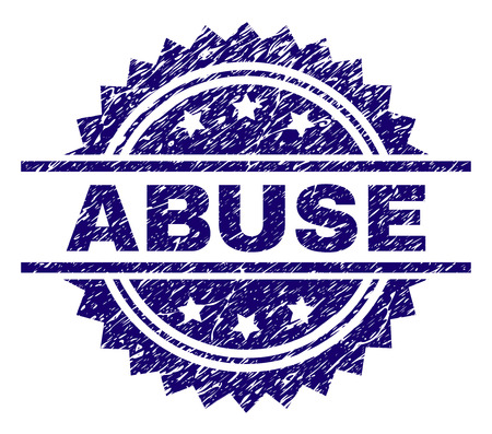 ABUSE stamp seal watermark with distress style. Blue vector rubber print of ABUSE title with scratched texture.のイラスト素材