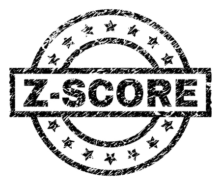 Z-SCORE stamp seal watermark with distress style. Designed with rectangle, circles and stars. Black vector rubber print of Z-SCORE label with unclean texture.のイラスト素材