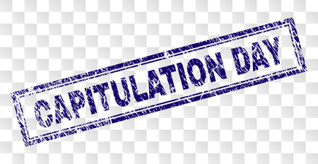 CAPITULATION DAY stamp seal watermark with dirty style and double framed rectangle shape. Stamp is placed on a transparent background.のイラスト素材