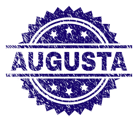 AUGUSTA stamp seal watermark with distress style. Blue vector rubber print of AUGUSTA caption with dust texture.のイラスト素材