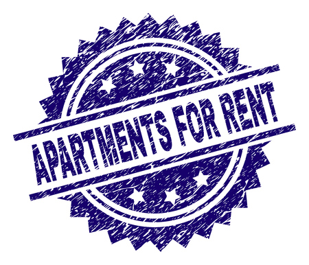 APARTMENTS FOR RENT stamp seal watermark with distress style. Blue vector rubber print of APARTMENTS FOR RENT label with scratched texture.のイラスト素材