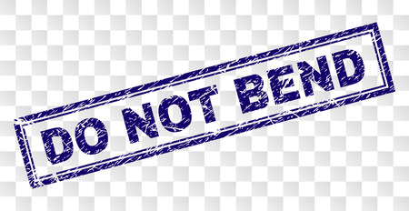 DO NOT BEND stamp seal print with rubber print style and double framed rectangle shape. Stamp is placed on a transparent background.のイラスト素材