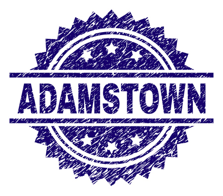 ADAMSTOWN stamp seal watermark with distress style. Blue vector rubber print of ADAMSTOWN caption with corroded texture.のイラスト素材
