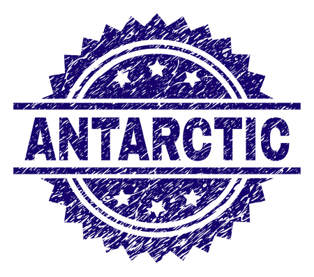 ANTARCTIC stamp seal watermark with distress style. Blue vector rubber print of ANTARCTIC label with grunge texture.のイラスト素材