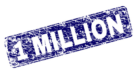 1 MILLION stamp seal print with grunge style. Seal shape is a rounded rectangle with frame. Blue vector rubber print of 1 MILLION tag with grunge texture.のイラスト素材