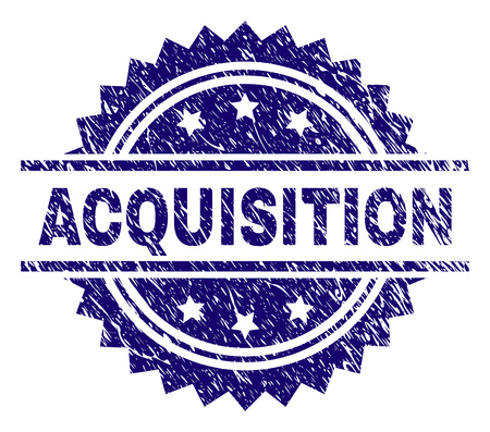 ACQUISITION stamp seal watermark with distress style. Blue vector rubber print of ACQUISITION label with dust texture.のイラスト素材