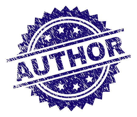 AUTHOR stamp seal watermark with distress style. Blue vector rubber print of AUTHOR title with dirty texture.のイラスト素材