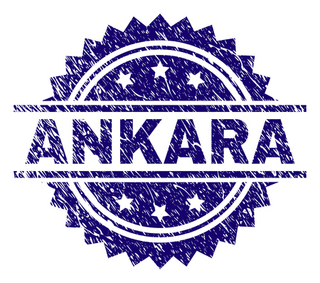 ANKARA stamp seal watermark with distress style. Blue vector rubber print of ANKARA tag with dust texture.のイラスト素材