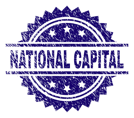 NATIONAL CAPITAL stamp seal watermark with distress style. Blue vector rubber print of NATIONAL CAPITAL label with dirty texture.のイラスト素材
