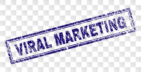 VIRAL MARKETING stamp seal print with rubber print style and double framed rectangle shape. Stamp is placed on a transparent background.のイラスト素材