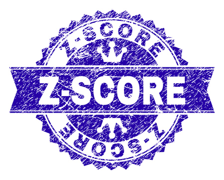 Z-SCORE rosette stamp overlay with grunge style. Designed with round rosette, ribbon and small crowns. Blue vector rubber watermark of Z-SCORE caption with grunge texture.のイラスト素材
