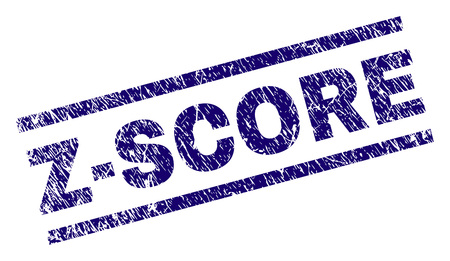 Z-SCORE seal print with distress style. Blue vector rubber print of Z-SCORE text with grunge texture. Text title is placed between parallel lines.のイラスト素材