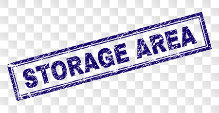 STORAGE AREA stamp seal watermark with rubber print style and double framed rectangle shape. Stamp is placed on a transparent background.のイラスト素材