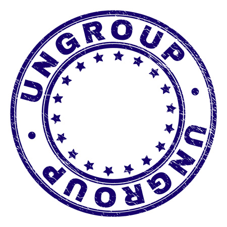 UNGROUP stamp seal watermark with grunge style. Designed with round shapes and stars. Blue vector rubber print of UNGROUP title with grunge texture.のイラスト素材