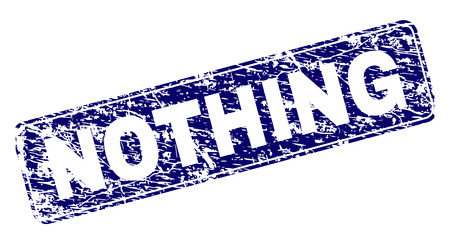 NOTHING stamp seal print with distress style. Seal shape is a rounded rectangle with frame. Blue vector rubber print of NOTHING tag with scratched style.のイラスト素材