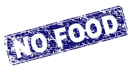 NO FOOD stamp seal print with grunge style. Seal shape is a rounded rectangle with frame. Blue vector rubber print of NO FOOD text with dirty style.のイラスト素材
