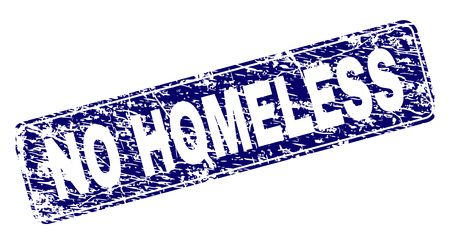 NO HOMELESS stamp seal print with grunge style. Seal shape is a rounded rectangle with frame. Blue vector rubber print of NO HOMELESS caption with grunge style.のイラスト素材