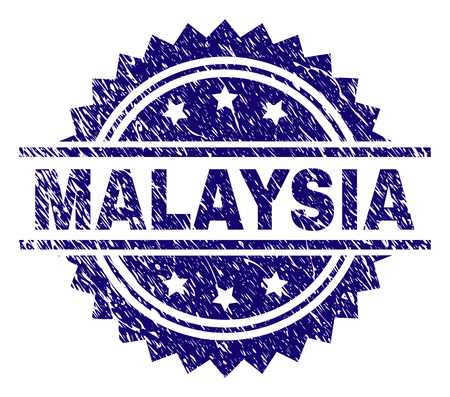 MALAYSIA stamp seal watermark with distress style. Blue vector rubber print of MALAYSIA title with retro texture.のイラスト素材