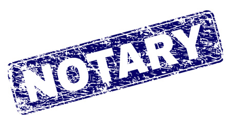NOTARY stamp seal print with grunge style. Seal shape is a rounded rectangle with frame. Blue vector rubber print of NOTARY tag with grunge style.のイラスト素材