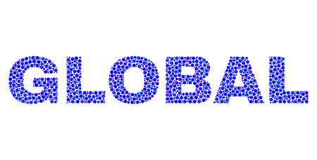 Vector dot Global text isolated on a white background. Global mosaic tag of circle dots in various sizes.のイラスト素材