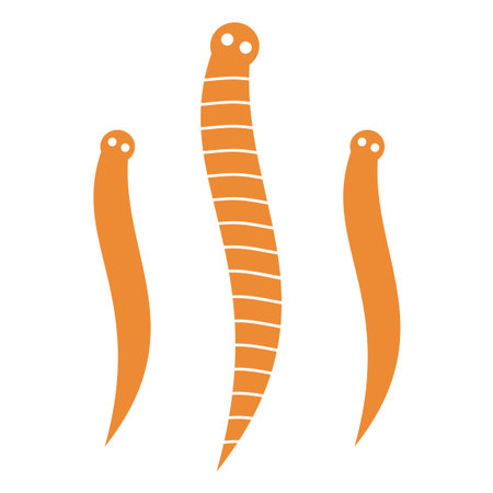 Worms raster illustration on a white background. An isolated flat icon illustration of worms with...