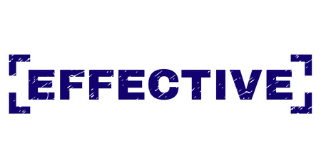 EFFECTIVE label seal imprint with grunge texture. Text title is placed inside corners. Blue vector rubber print of EFFECTIVE with corroded texture.のイラスト素材