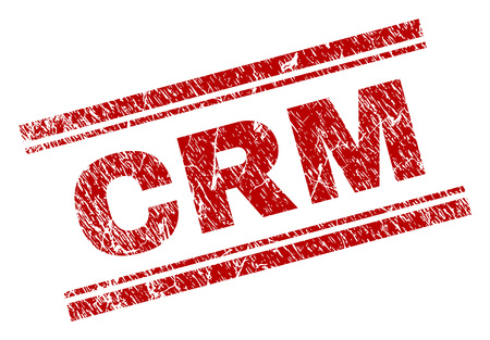 CRM seal imprint with corroded texture. Red vector rubber print of CRM text with corroded texture. Text label is placed between double parallel lines.のイラスト素材