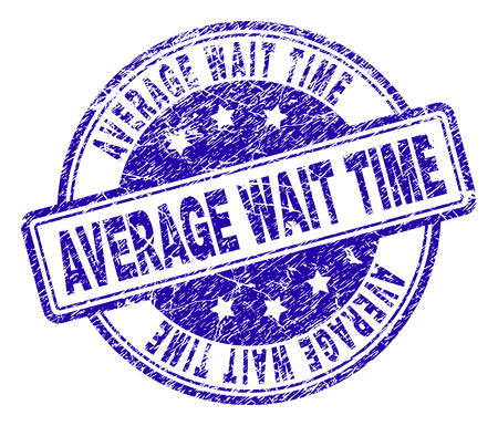 AVERAGE WAIT TIME stamp seal watermark with grunge texture. Designed with rounded rectangles and circles. Blue vector rubber print of AVERAGE WAIT TIME title with unclean texture.のイラスト素材