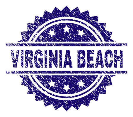 VIRGINIA BEACH stamp seal watermark with distress style. Blue vector rubber print of VIRGINIA BEACH label with dirty texture.のイラスト素材