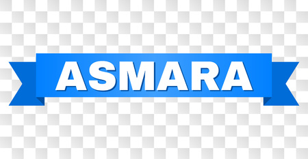 ASMARA text on a ribbon. Designed with white caption and blue stripe. Vector banner with ASMARA tag on a transparent background.のイラスト素材