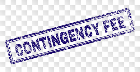 CONTINGENCY FEE stamp seal print with dirty style and double framed rectangle shape. Stamp is placed on a transparent background.のイラスト素材