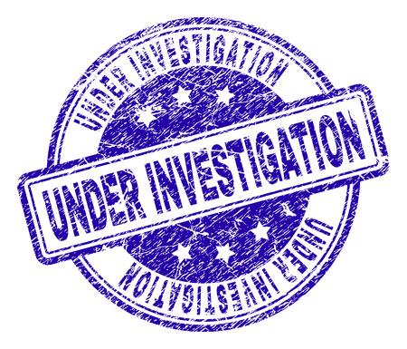 UNDER INVESTIGATION stamp seal watermark with grunge texture. Designed with rounded rectangles and circles. Blue vector rubber print of UNDER INVESTIGATION title with grunge texture.のイラスト素材