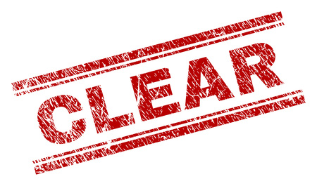 CLEAR seal print with grunge effect. Red vector rubber print of CLEAR tag with grunge texture. Text title is placed between double parallel lines.のイラスト素材