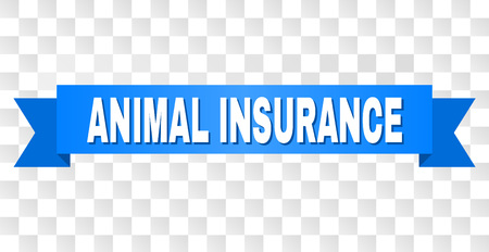ANIMAL INSURANCE text on a ribbon. Designed with white title and blue stripe. Vector banner with ANIMAL INSURANCE tag on a transparent background.のイラスト素材