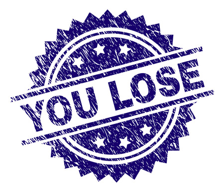 YOU LOSE stamp seal watermark with distress style. Blue vector rubber print of YOU LOSE caption with scratched texture.のイラスト素材