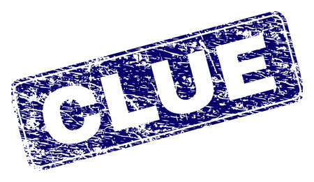 CLUE stamp seal print with grunge style. Seal shape is a rounded rectangle with frame. Blue vector rubber print of CLUE text with dirty style.のイラスト素材