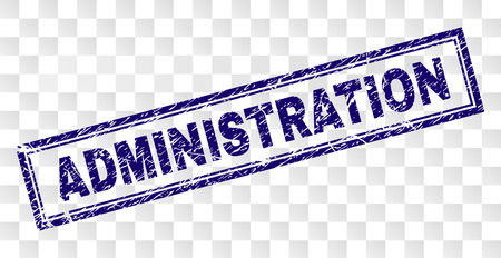 ADMINISTRATION stamp seal watermark with rubber print style and double framed rectangle shape. Stamp is placed on a transparent background.のイラスト素材