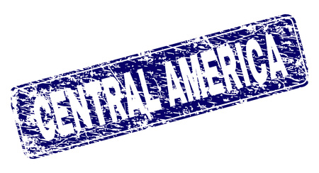 CENTRAL AMERICA stamp seal imprint with grunge texture. Seal shape is a rounded rectangle with frame. Blue vector rubber print of CENTRAL AMERICA title with grunge texture.のイラスト素材