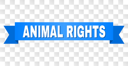 ANIMAL RIGHTS text on a ribbon. Designed with white title and blue tape. Vector banner with ANIMAL RIGHTS tag on a transparent background.のイラスト素材