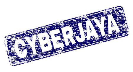 CYBERJAYA stamp seal print with grunge style. Seal shape is a rounded rectangle with frame. Blue vector rubber print of CYBERJAYA label with dirty style.のイラスト素材