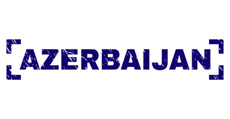 AZERBAIJAN label seal print with corroded effect. Text label is placed inside corners. Blue vector rubber print of AZERBAIJAN with unclean texture.のイラスト素材