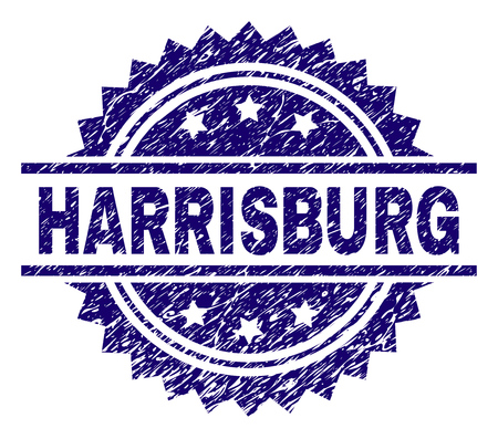 HARRISBURG stamp seal watermark with distress style. Blue vector rubber print of HARRISBURG tag with grunge texture.のイラスト素材