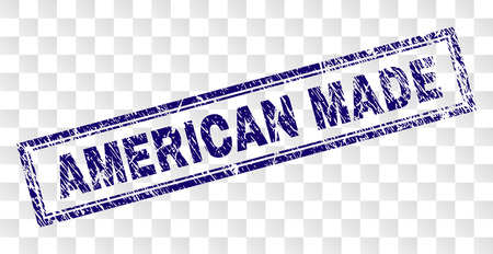 AMERICAN MADE stamp seal print with rubber print style and double framed rectangle shape. Stamp is placed on a transparent background.のイラスト素材