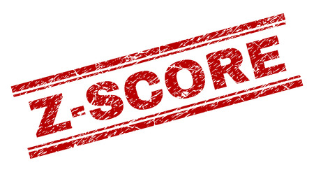 Z-SCORE seal print with grunge texture. Red vector rubber print of Z-SCORE text with corroded texture. Text label is placed between double parallel lines.のイラスト素材