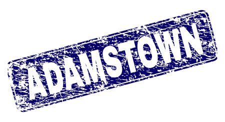ADAMSTOWN stamp seal print with grunge style. Seal shape is a rounded rectangle with frame. Blue vector rubber print of ADAMSTOWN caption with scratched style.のイラスト素材