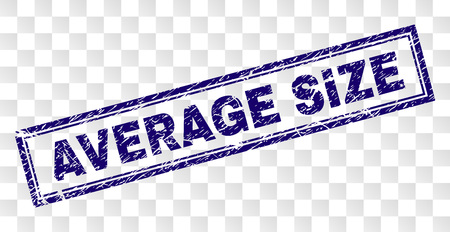 AVERAGE SIZE stamp seal print with rubber print style and double framed rectangle shape. Stamp is placed on a transparent background.のイラスト素材