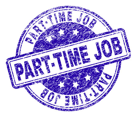 PART-TIME JOB stamp seal watermark with grunge texture. Designed with rounded rectangles and circles. Blue vector rubber print of PART-TIME JOB caption with grunge texture.のイラスト素材