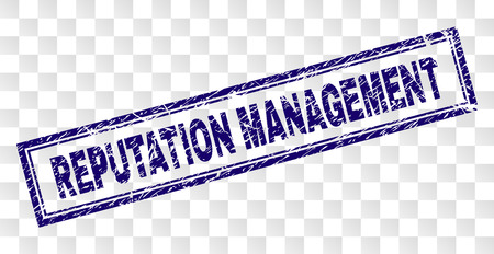 REPUTATION MANAGEMENT stamp seal watermark with rubber print style and double framed rectangle shape. Stamp is placed on a transparent background.のイラスト素材